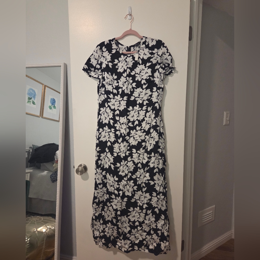 NWT Madewell Hammered Satin Floral Maxi Dress, Size 12